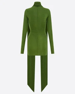 Alex Perry Long Sleeve Scarf Mini Dress in Crystal Jersey