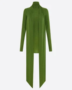 Alex Perry Long Sleeve Scarf Mini Dress in Crystal Jersey