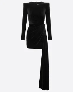 Alex Perry Long Sleeve Twist Mini Dress in Velvet