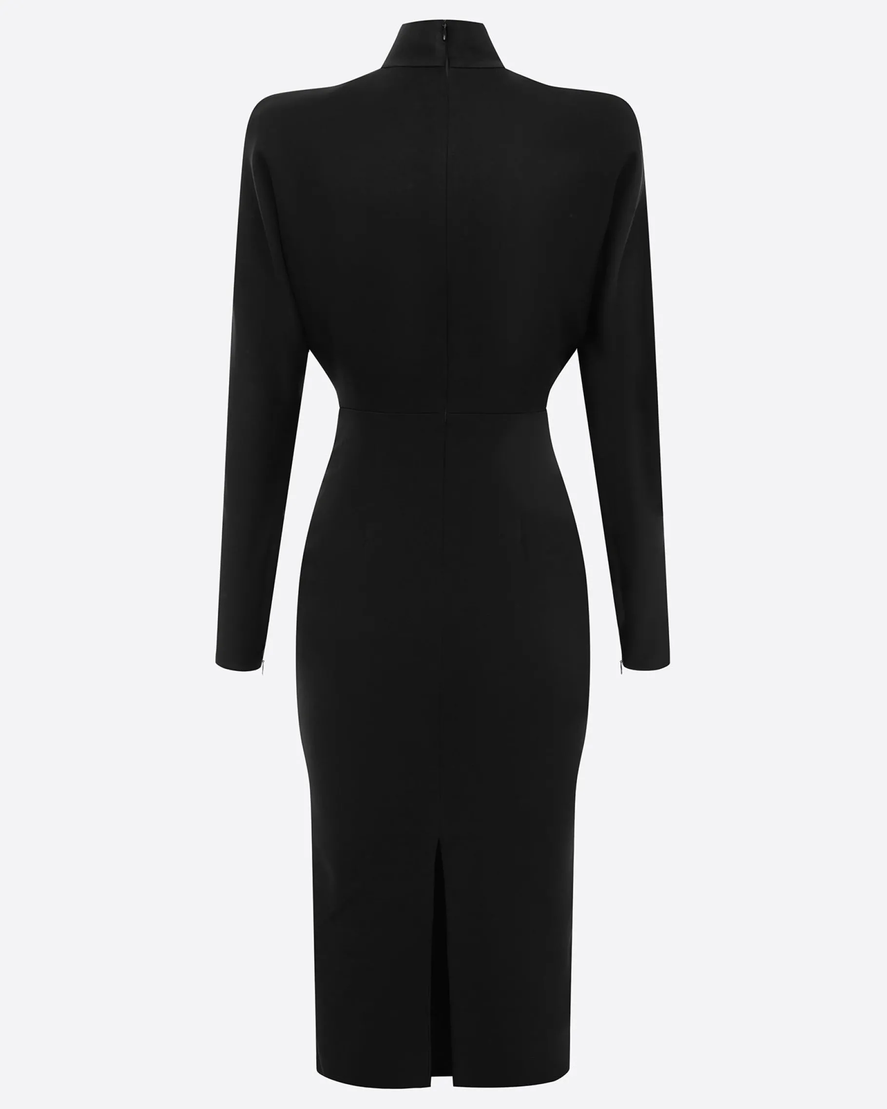 Alex Perry Long Sleeve V Neck Dress in Satin Crepe
