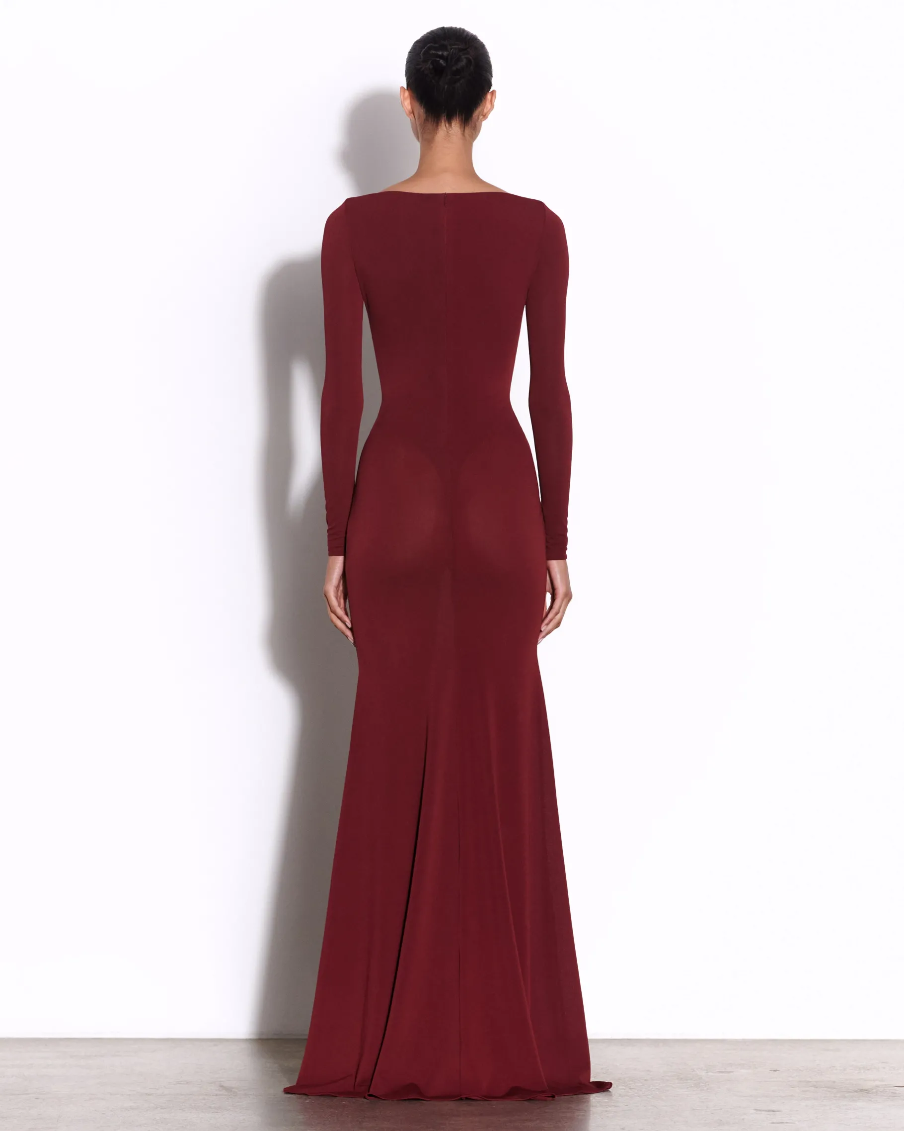 Alex Perry Long Sleeve Wrap Gown in Crepe Jersey