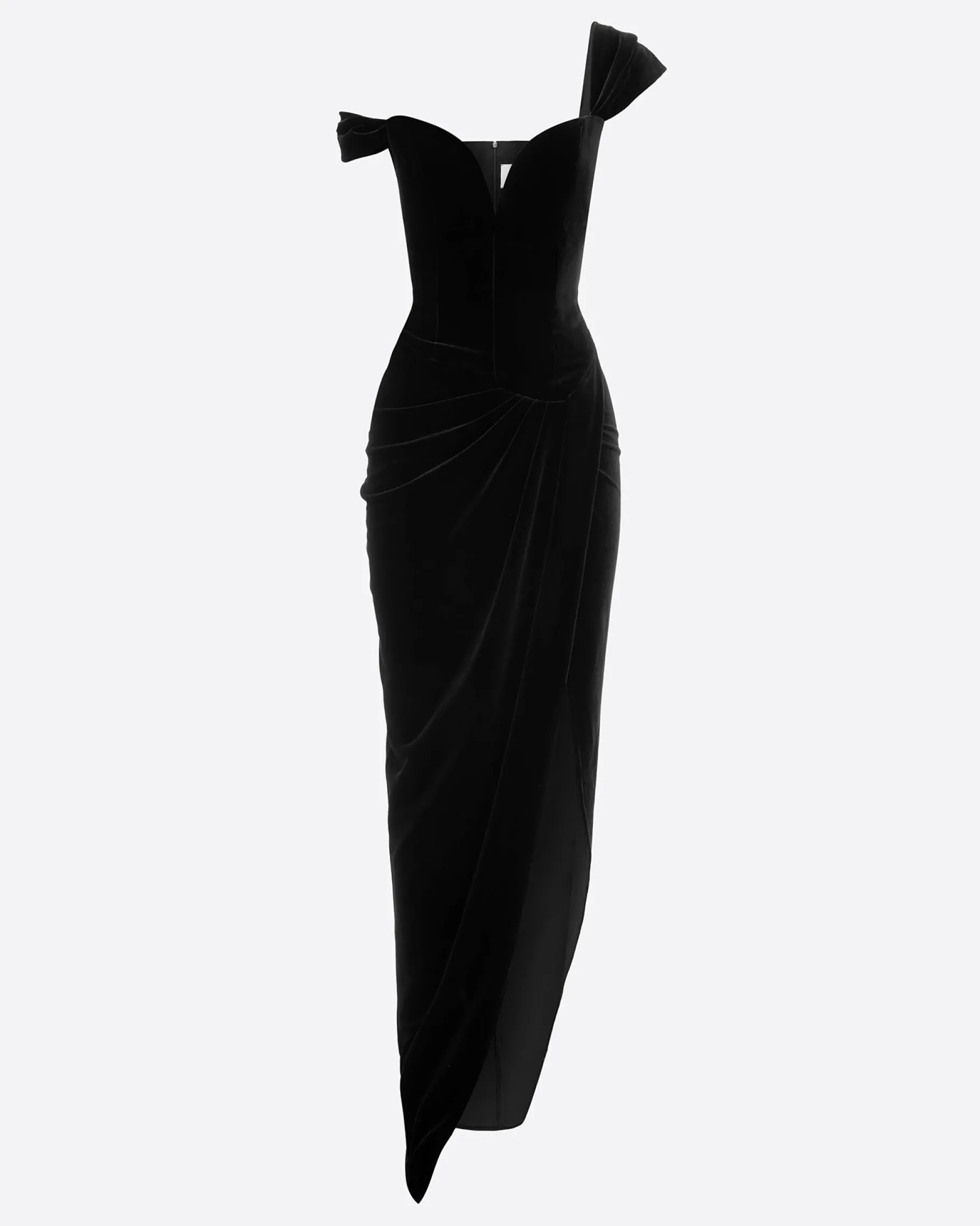 Alex Perry Longline Corset Drape Gown in Velvet
