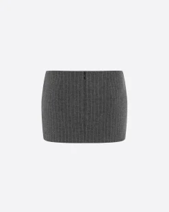 Alex Perry Low Rise Mini Skirt in Wool Pinstripe