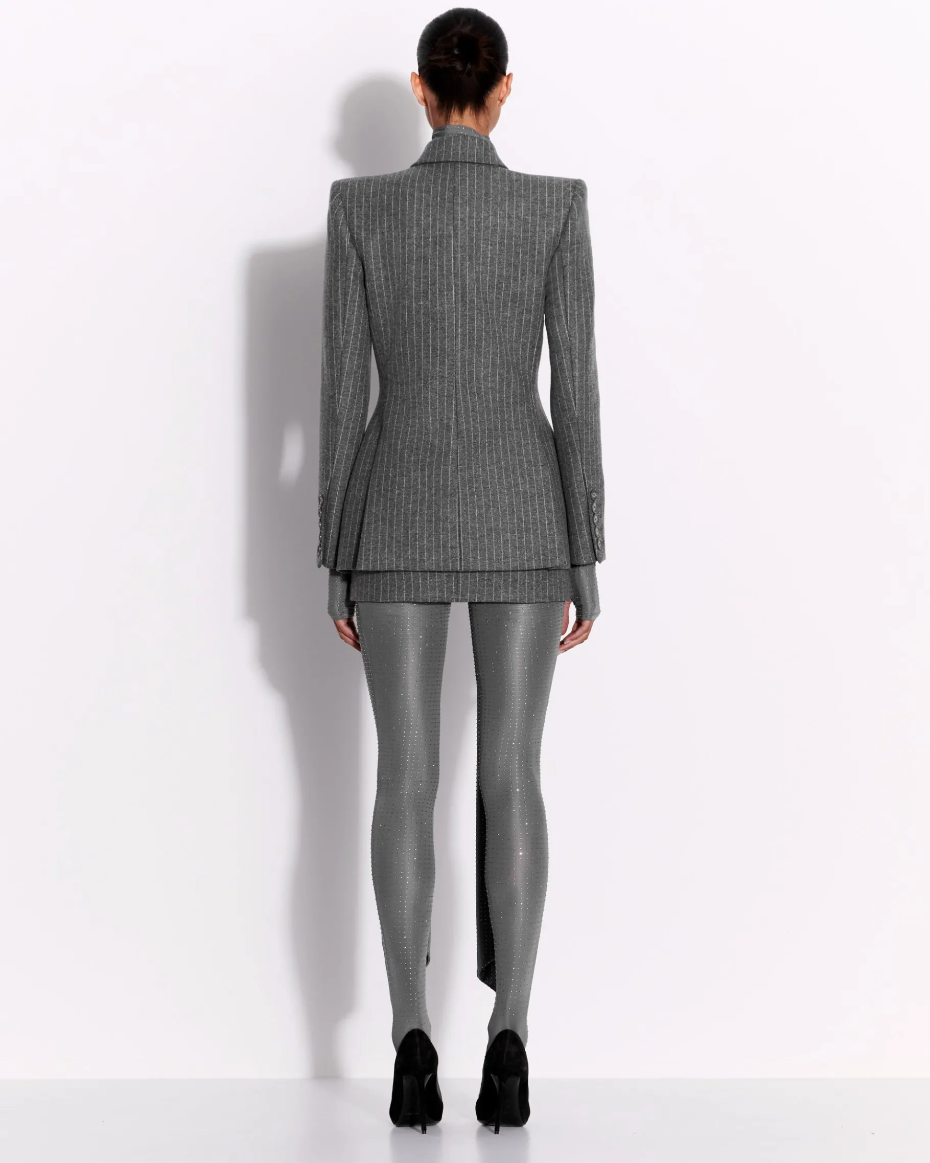 Alex Perry Low Rise Mini Skirt in Wool Pinstripe