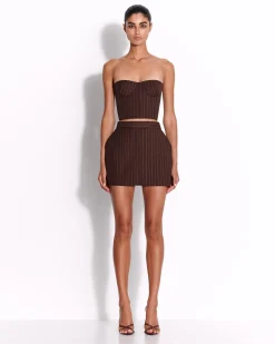 Alex Perry Mini Skirt in Lurex Pinstripe
