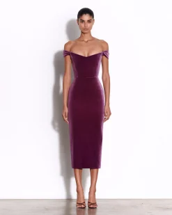 Alex Perry Off Shoulder Corset Dress in Velvet