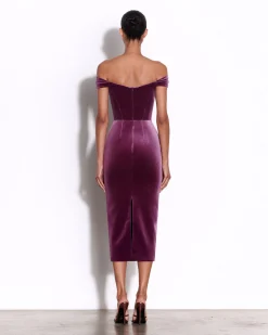 Alex Perry Off Shoulder Corset Dress in Velvet