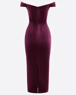 Alex Perry Off Shoulder Corset Dress in Velvet