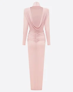 Alex Perry Open Back Drape Column in Jersey