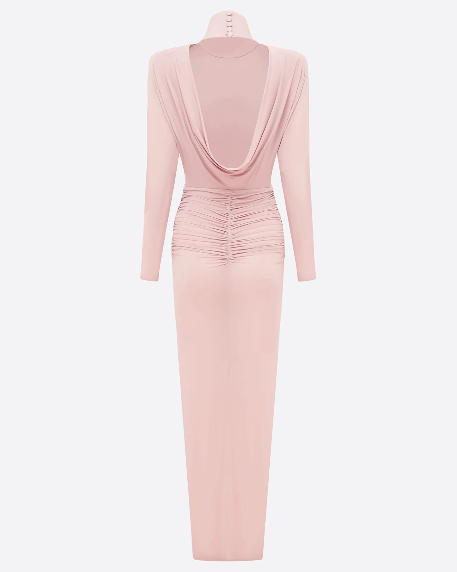 Alex Perry Open Back Drape Column in Jersey