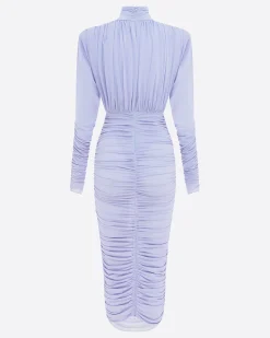 Alex Perry Ruched Turtleneck Dress in Crepe Jersey