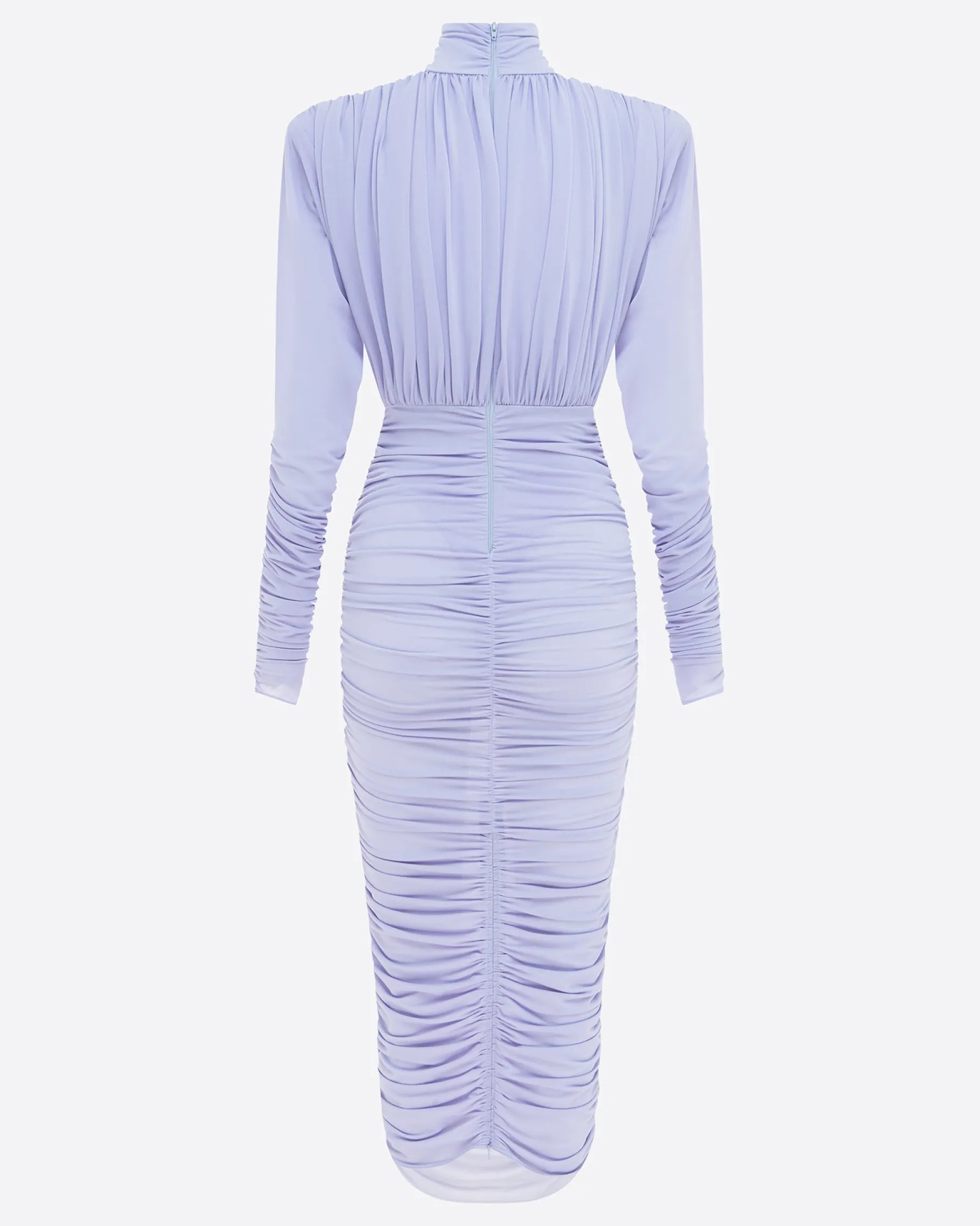 Alex Perry Ruched Turtleneck Dress in Crepe Jersey