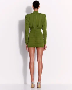 Alex Perry Ruched Turtleneck Mini Dress in Crepe Jersey