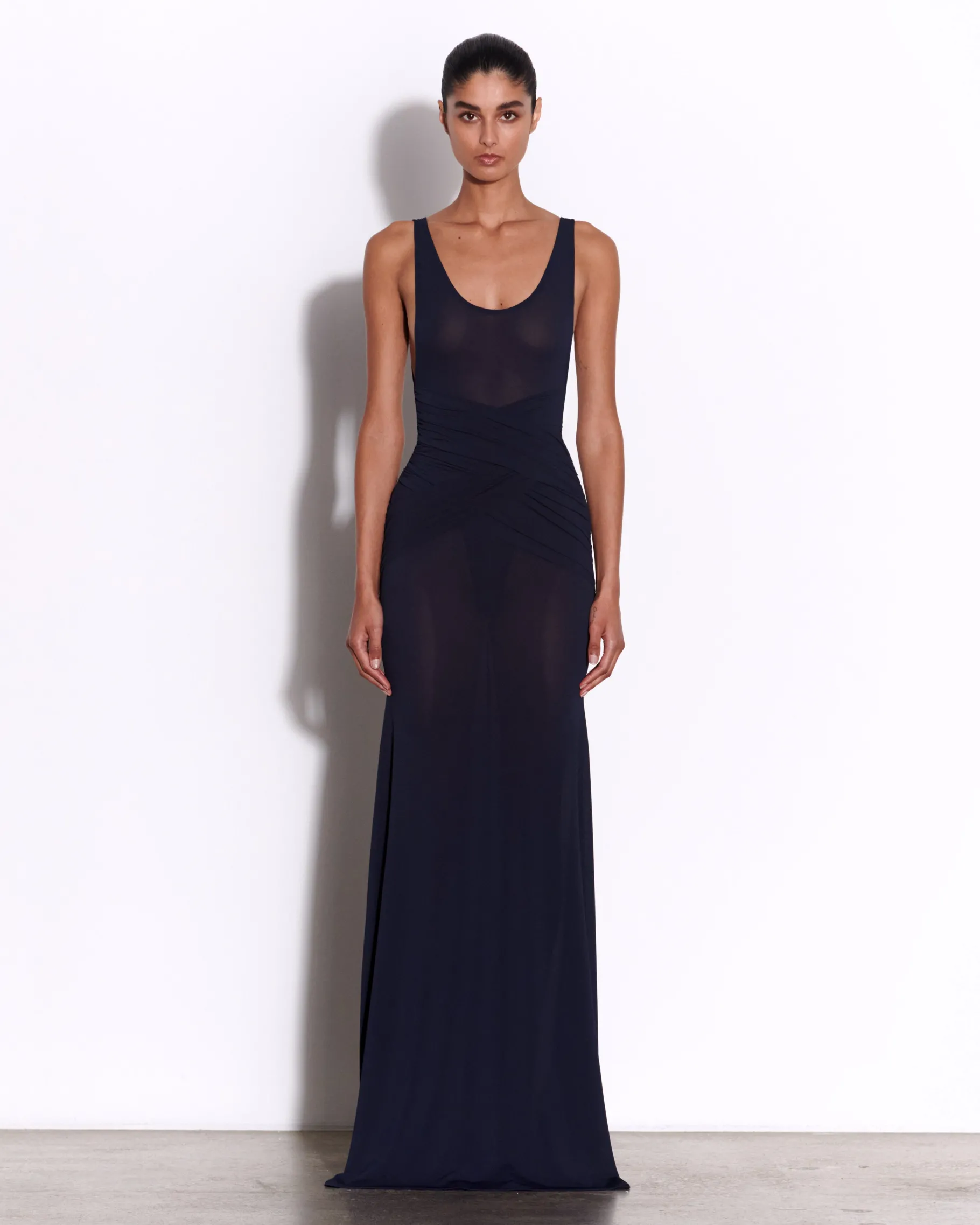 Alex Perry Scoop Wrap Gown in Crepe Jersey