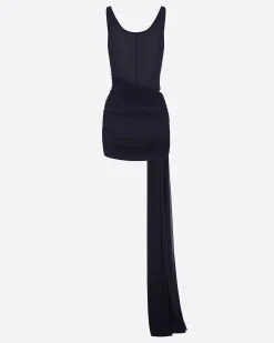 Alex Perry Scoop Wrap Mini Dress in Crepe Jersey