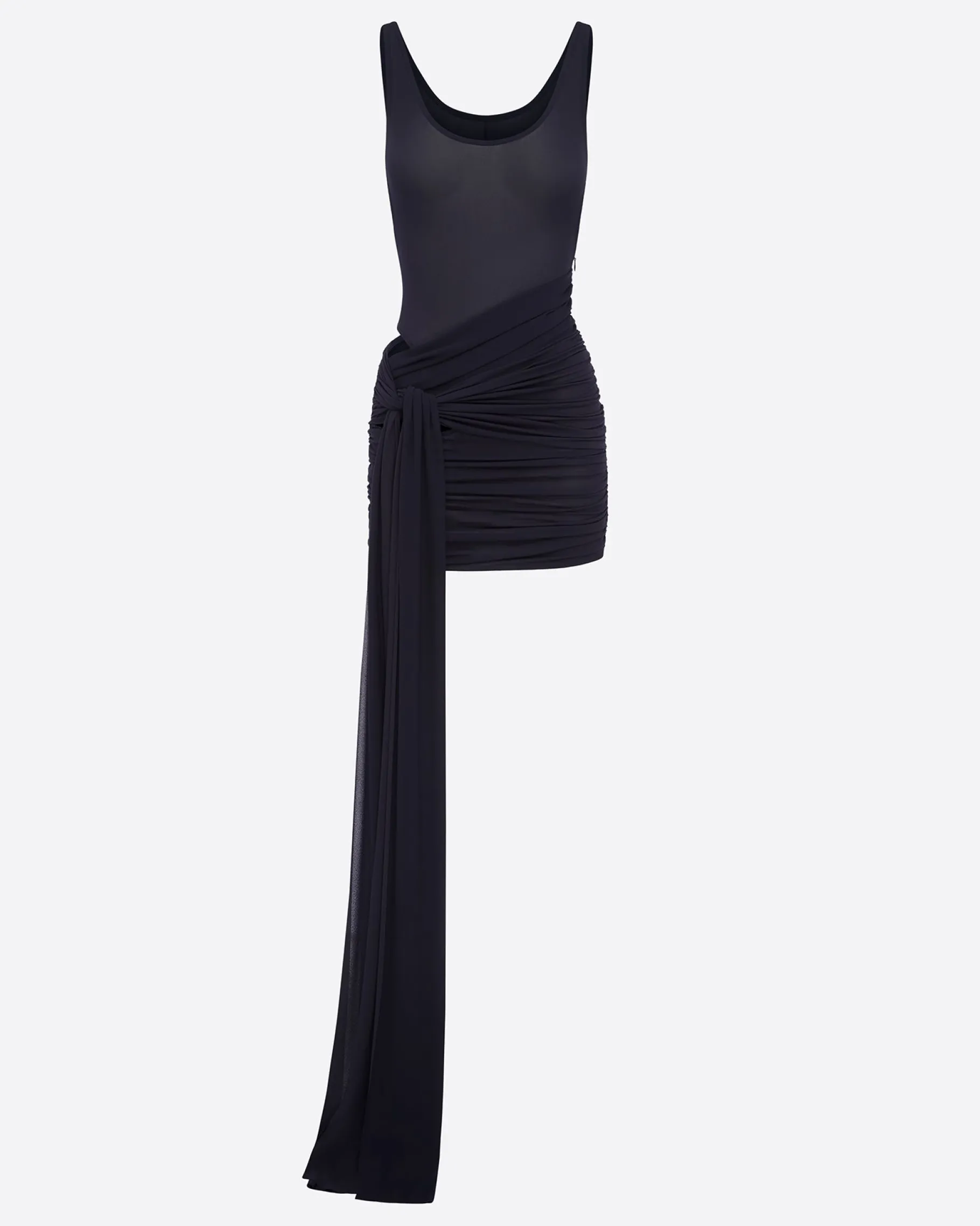 Alex Perry Scoop Wrap Mini Dress in Crepe Jersey