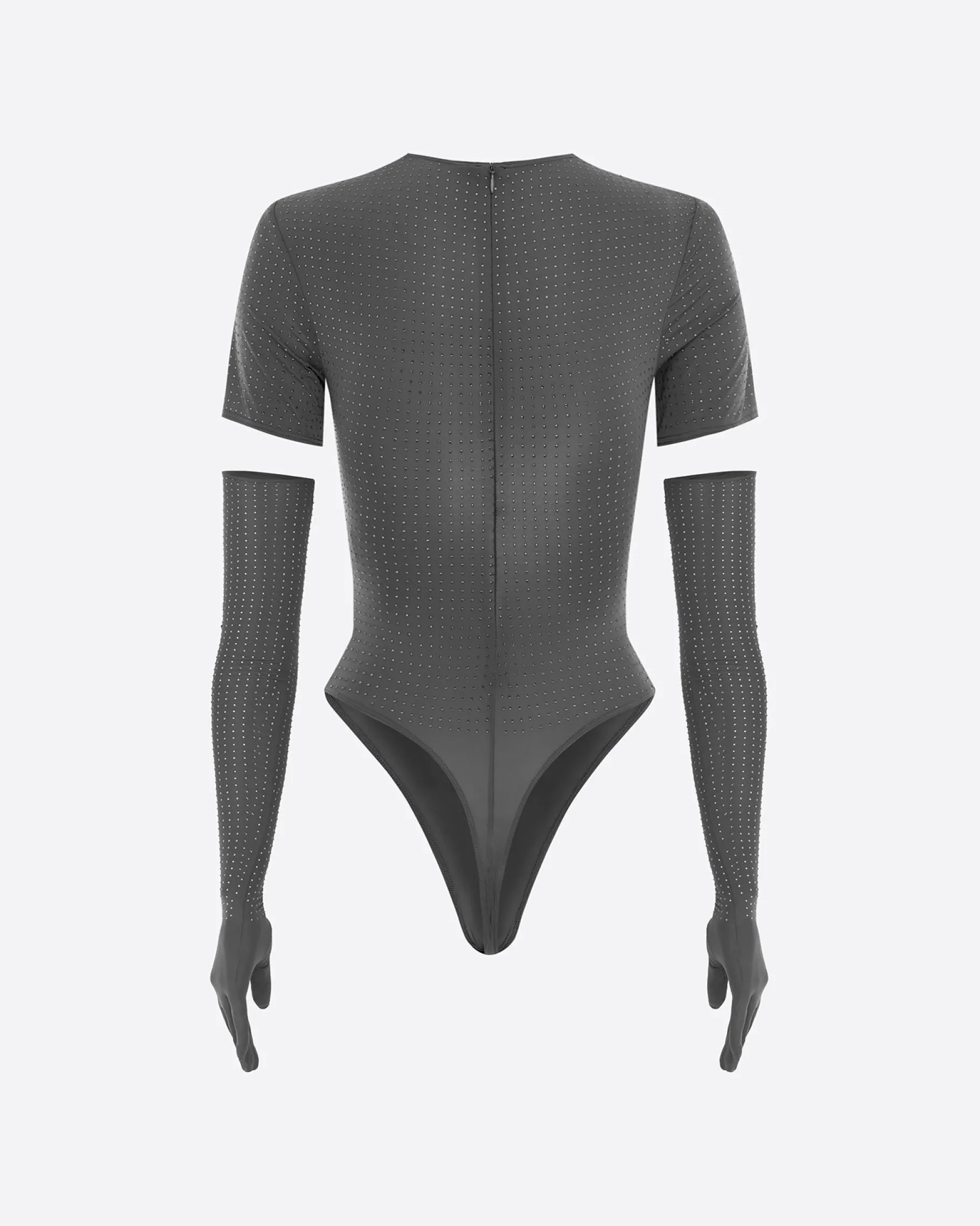 Alex Perry Short Sleeve Bodysuit in Crystal Jersey