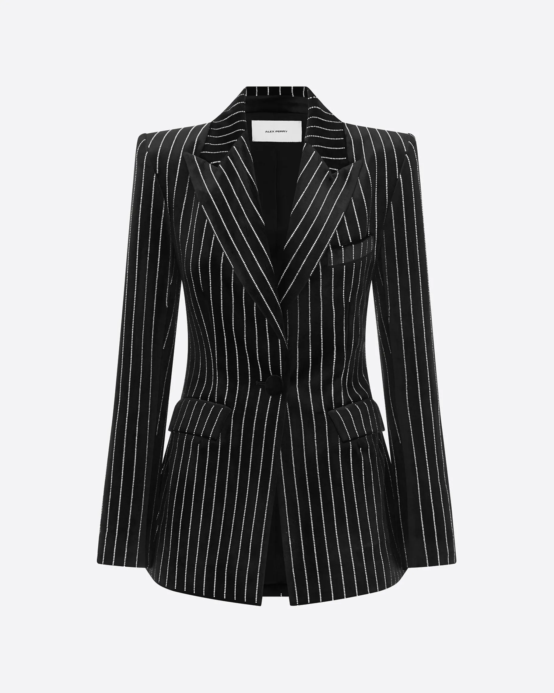 Alex Perry Single Breasted Fitted Blazer in Crystal Velvet