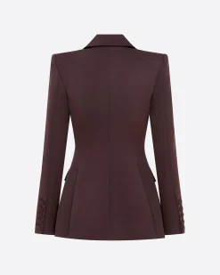 Alex Perry Single Breasted Fitted Blazer in Satin Crepe