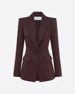 Alex Perry Single Breasted Fitted Blazer in Satin Crepe