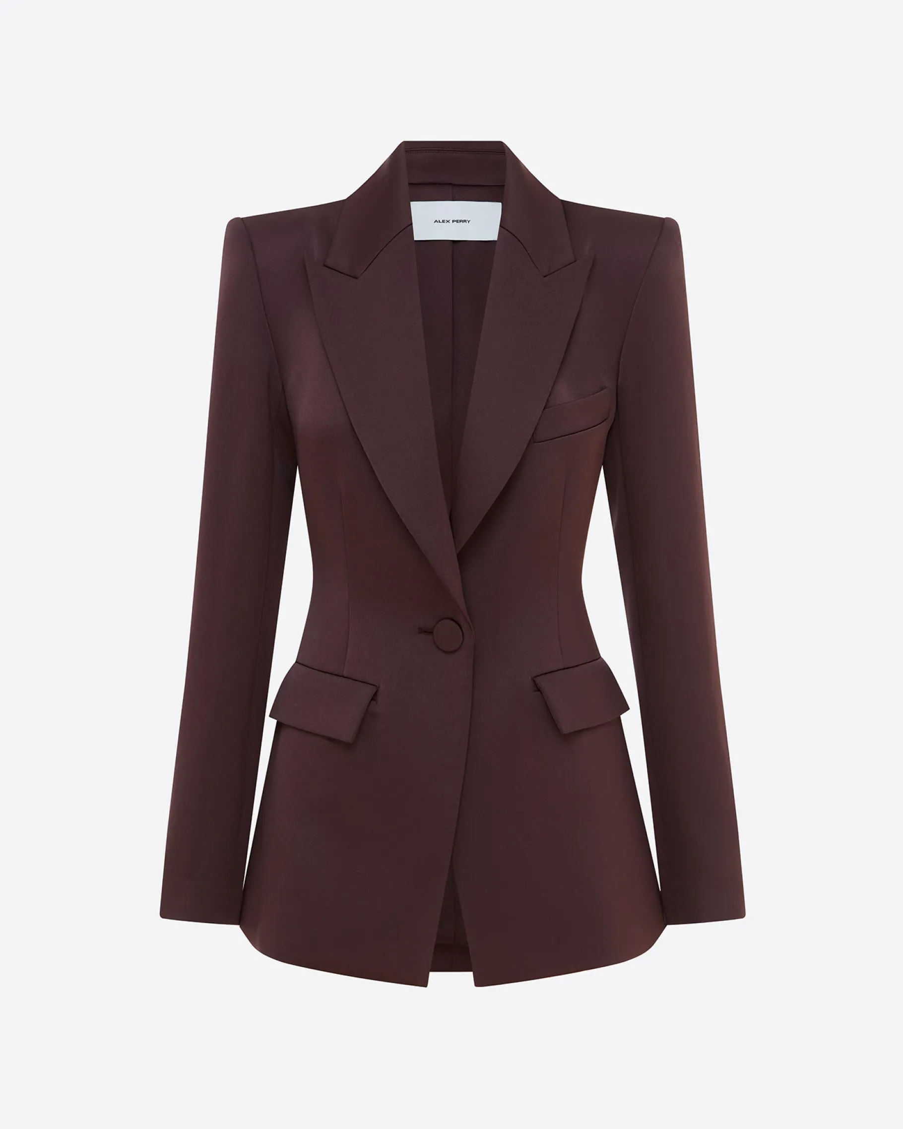 Alex Perry Single Breasted Fitted Blazer in Satin Crepe