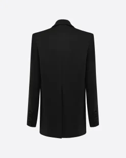 Alex Perry Single Breasted Oversized Blazer in Satin Crepe