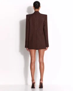 Alex Perry Single Breasted Oversized Blazer in Lurex Pinstripe
