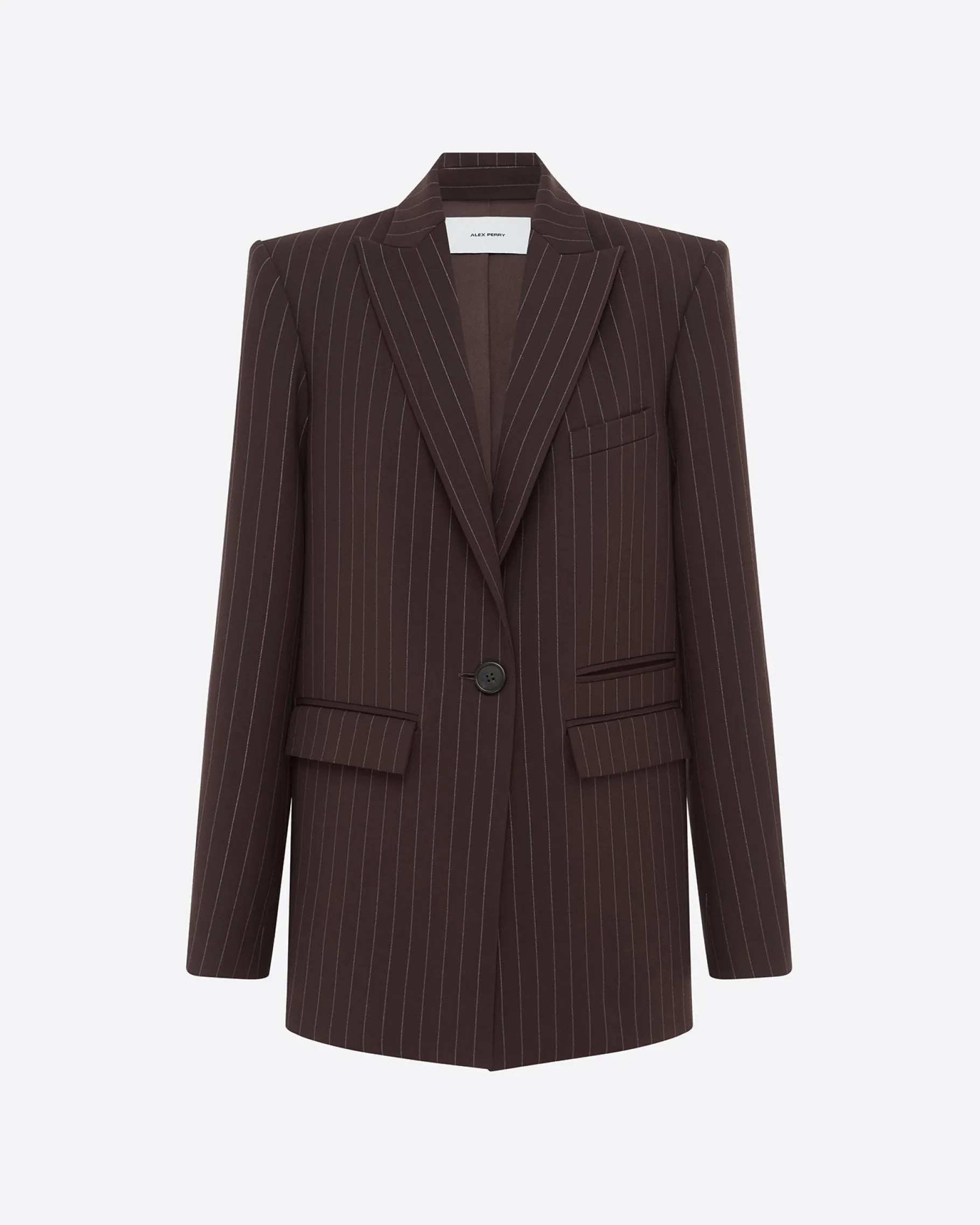 Alex Perry Single Breasted Oversized Blazer in Lurex Pinstripe