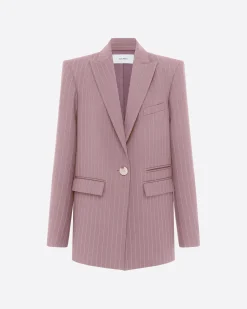 Alex Perry Single Breasted Oversized Blazer in Lurex Pinstripe