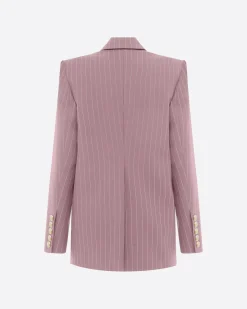 Alex Perry Single Breasted Oversized Blazer in Lurex Pinstripe