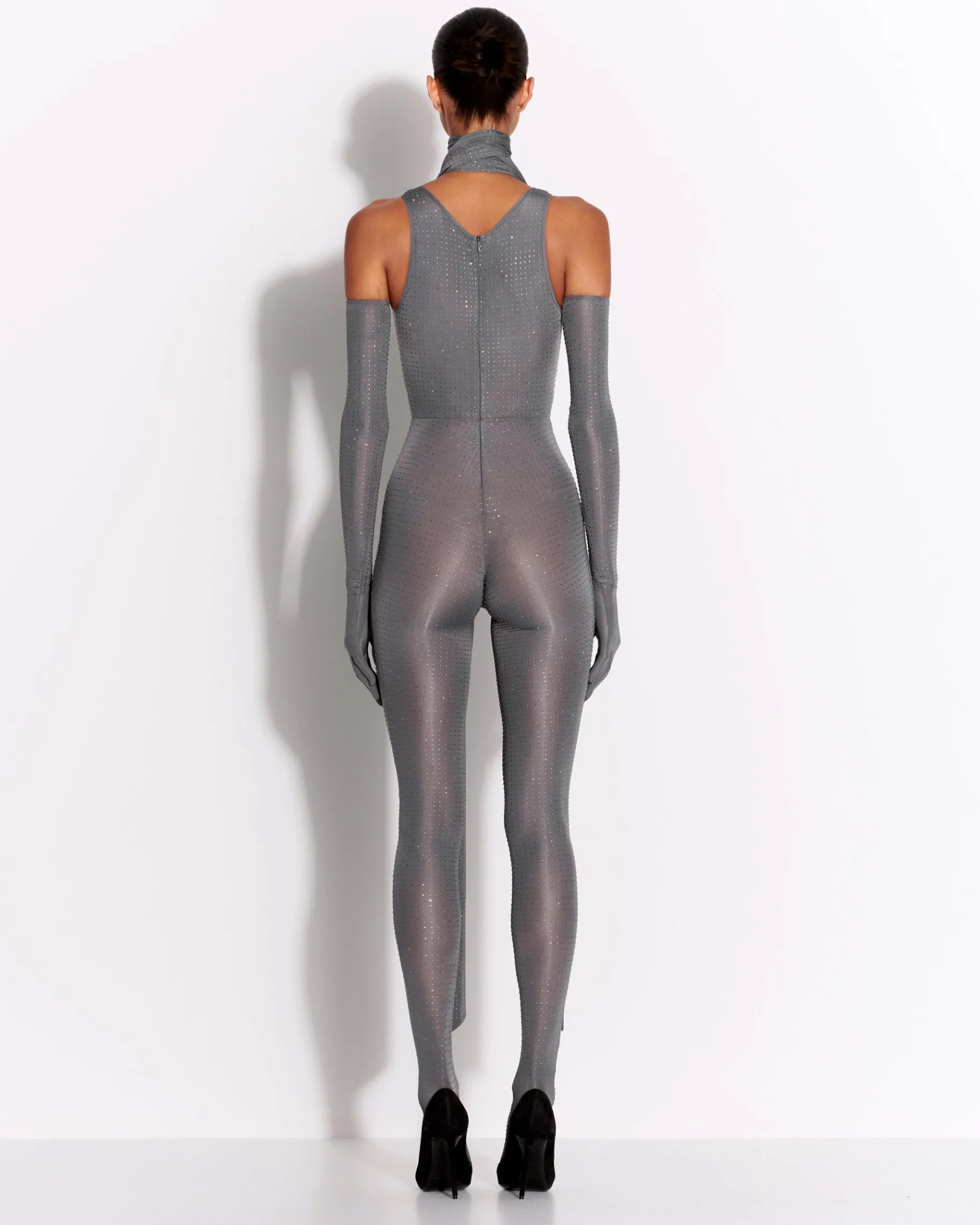 Alex Perry Singlet Catsuit in Crystal Jersey
