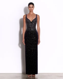 Alex Perry Singlet Sweetheart Column in Crystal Velvet
