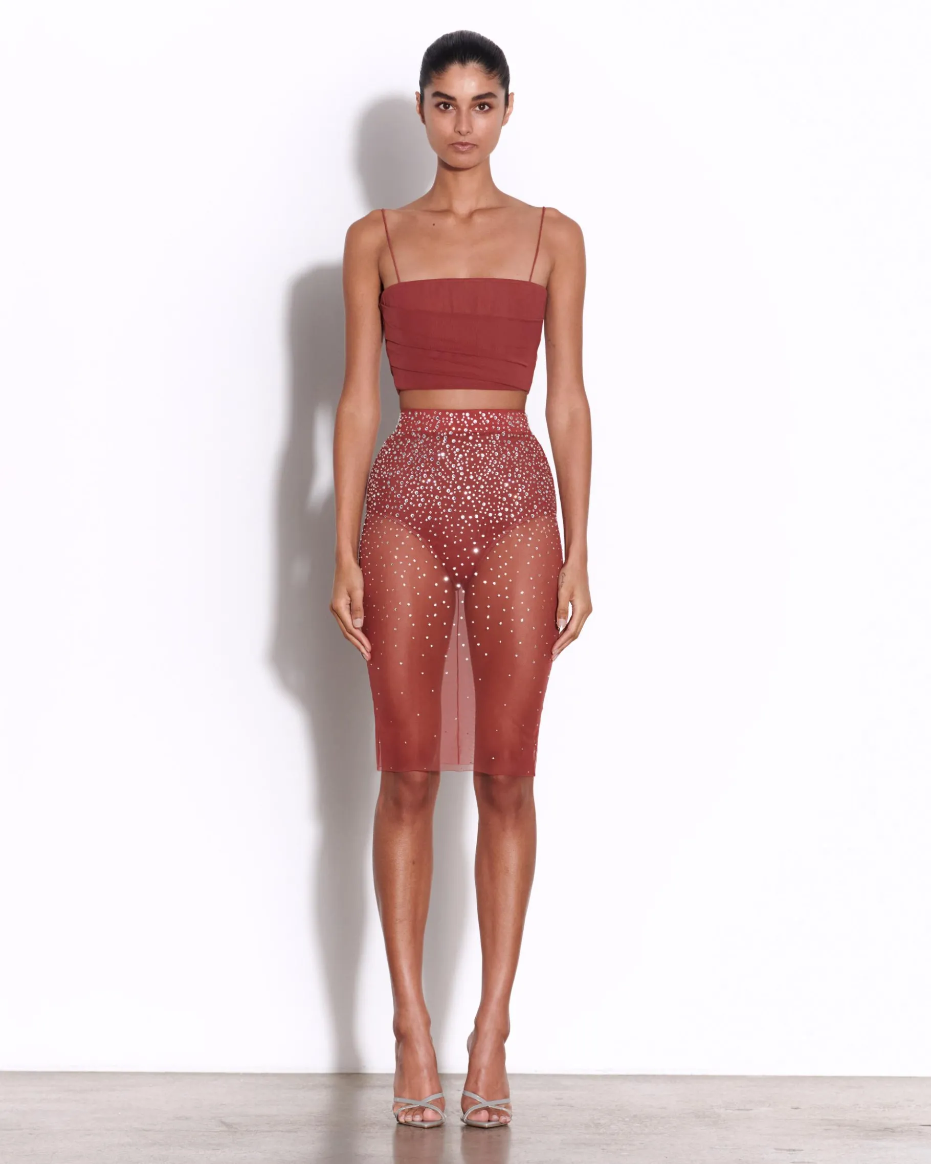 Alex Perry Skirt in Crystal Mesh