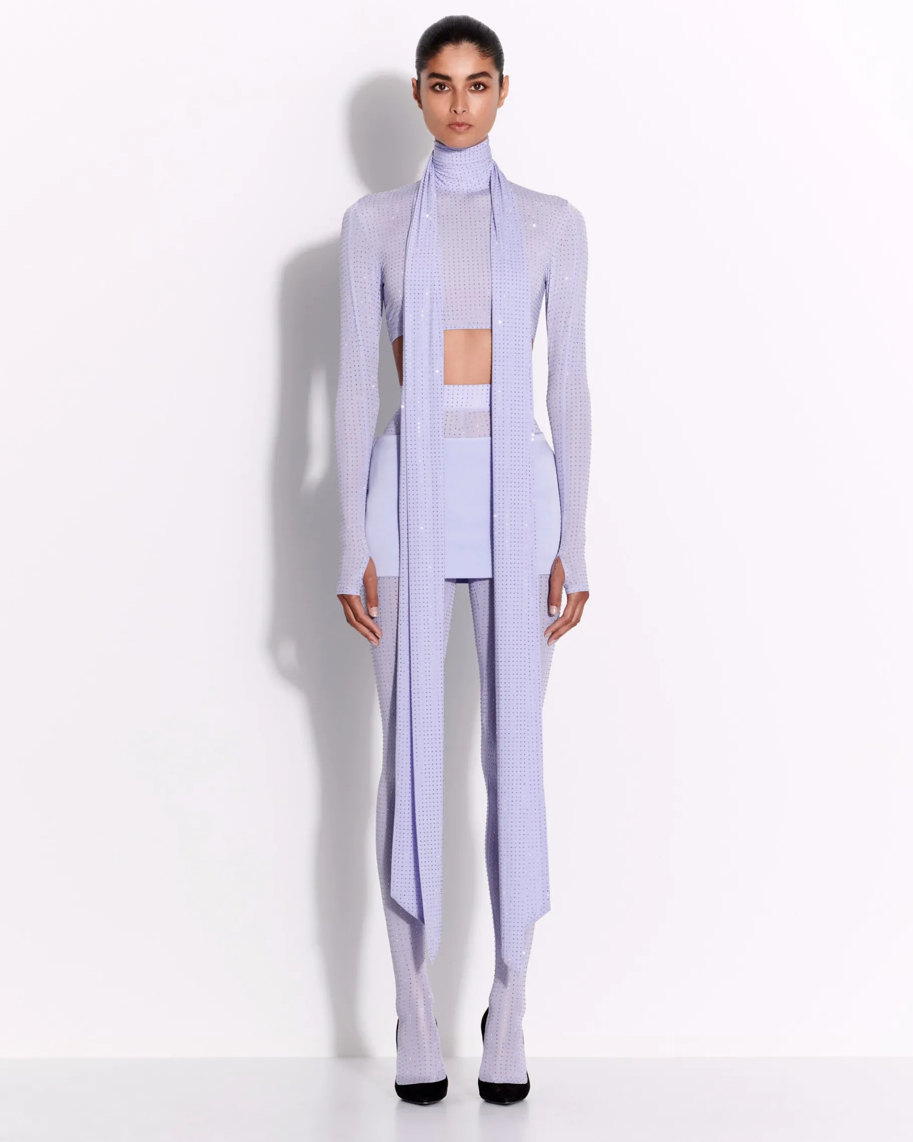 Alex Perry Stocking in Crystal Jersey