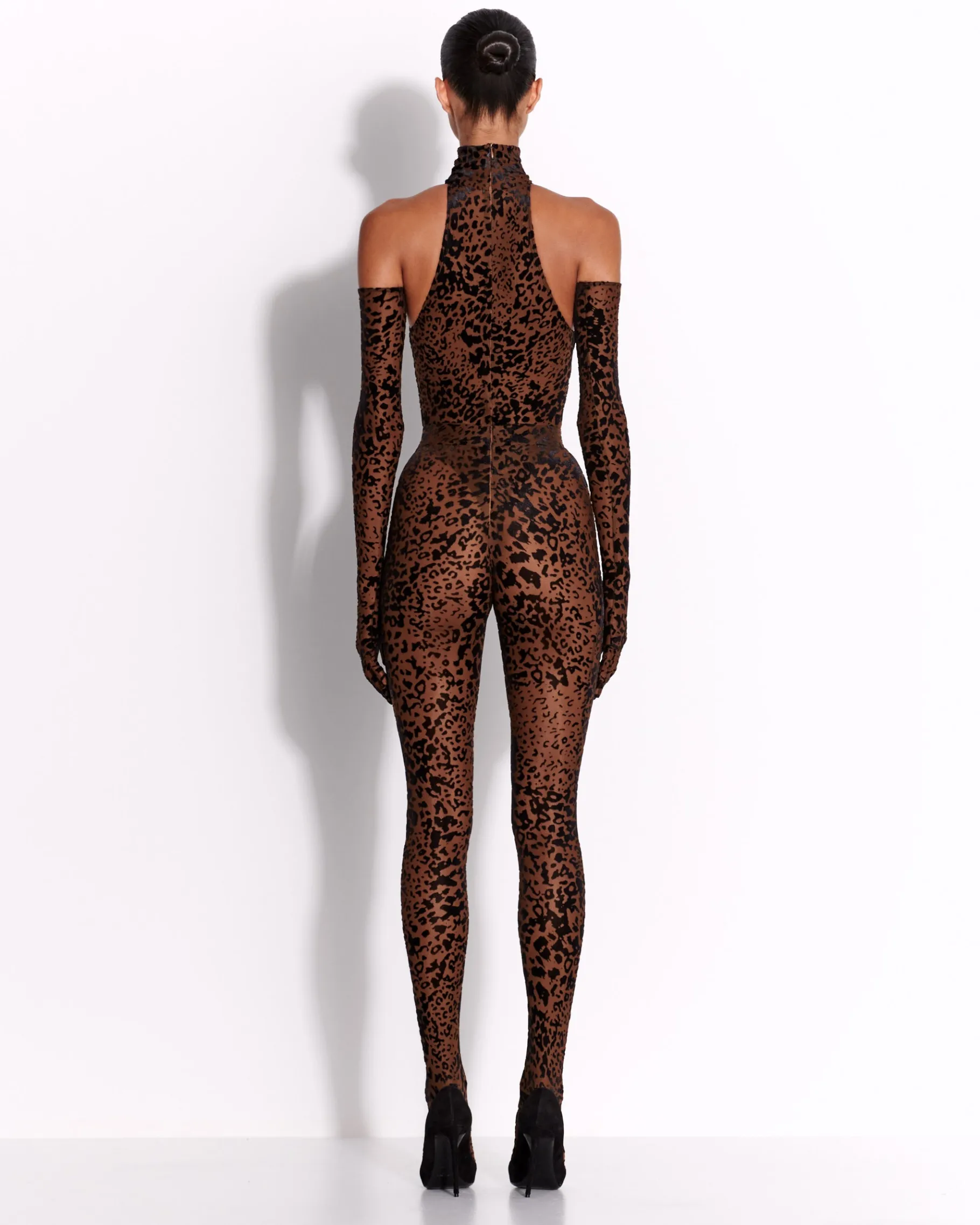 Alex Perry Stocking in Leopard Burnout