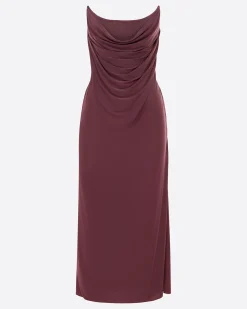 Alex Perry Strapless Corset Drape Dress in Jersey