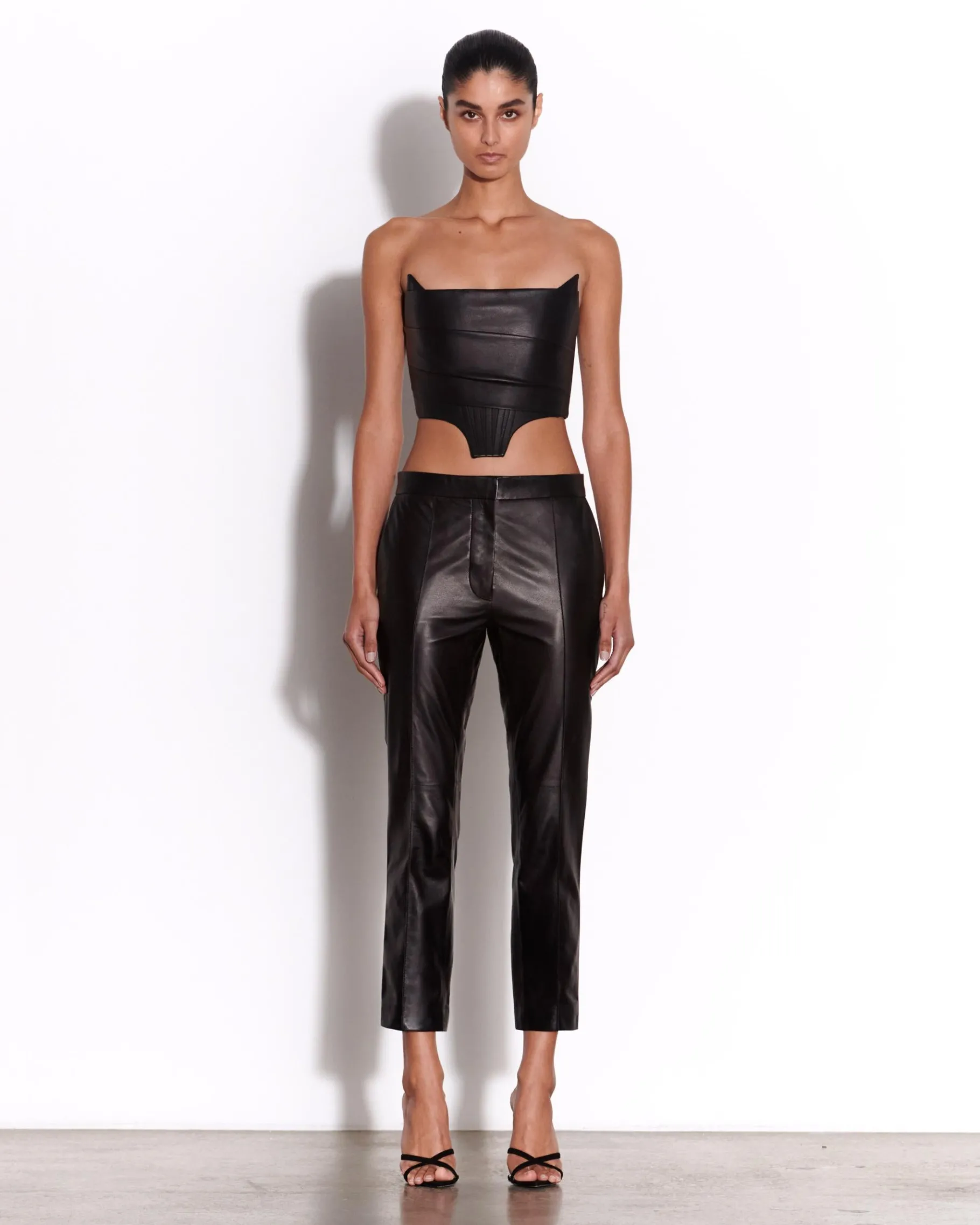 Alex Perry Strapless Corset Top in Leather