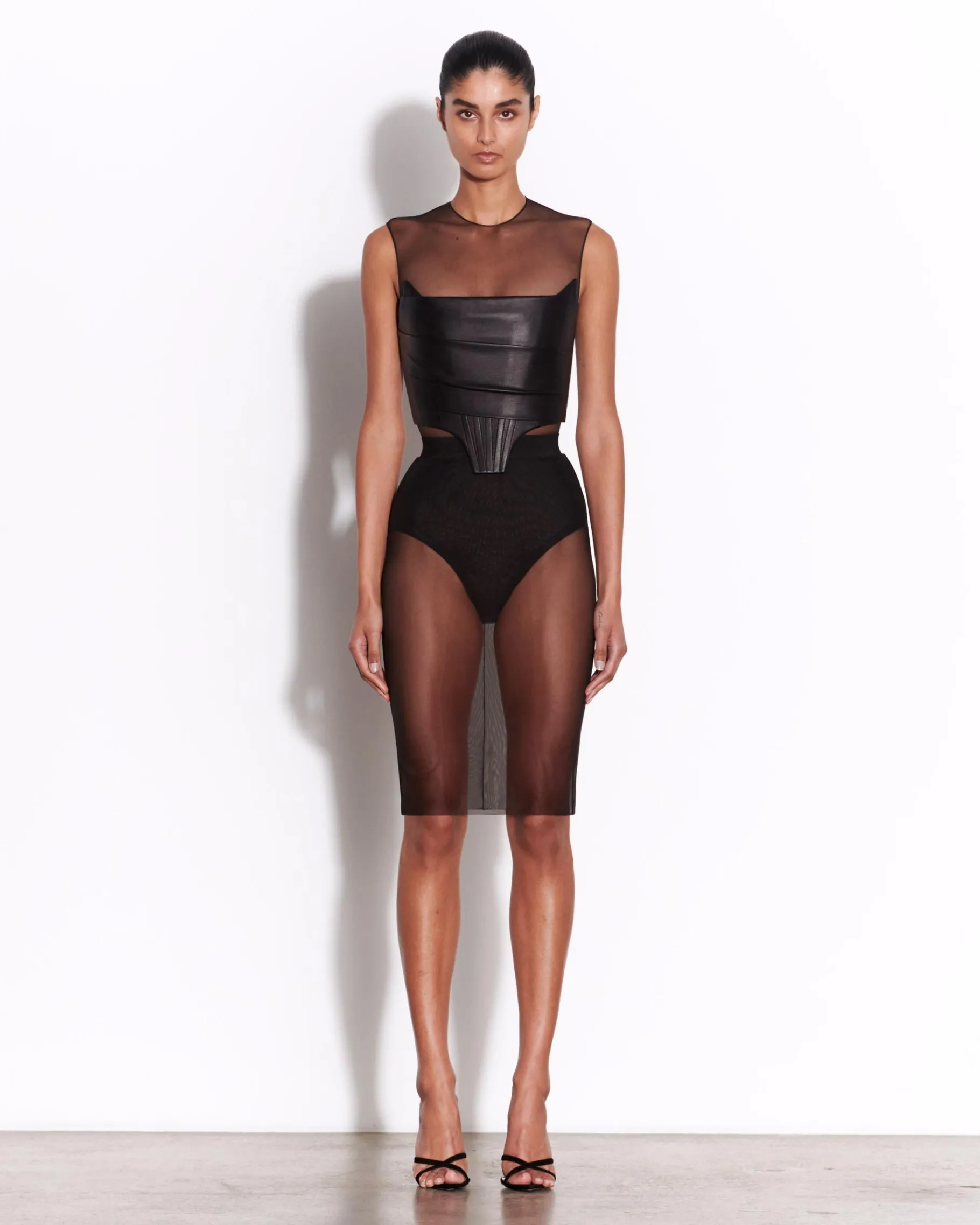Alex Perry Strapless Corset Top in Leather