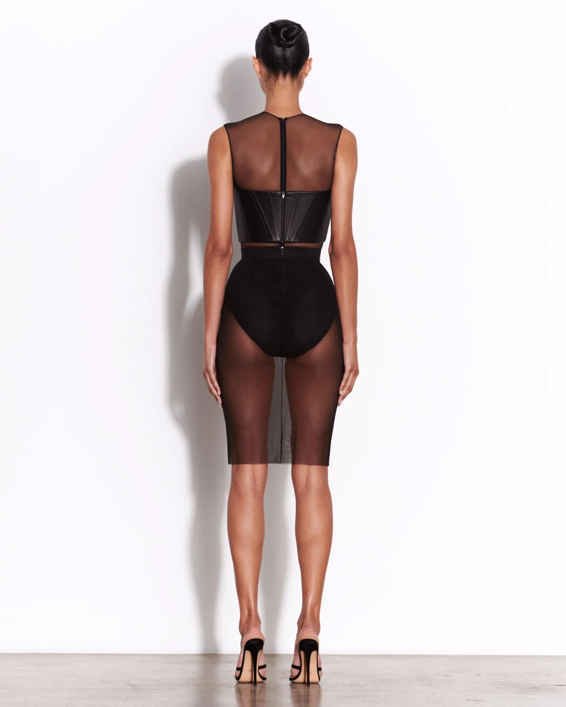 Alex Perry Strapless Corset Top in Leather