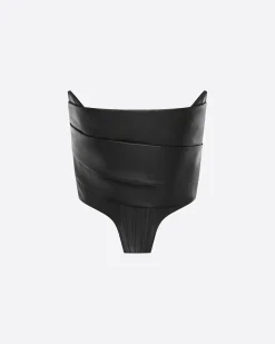 Alex Perry Strapless Corset Top in Leather