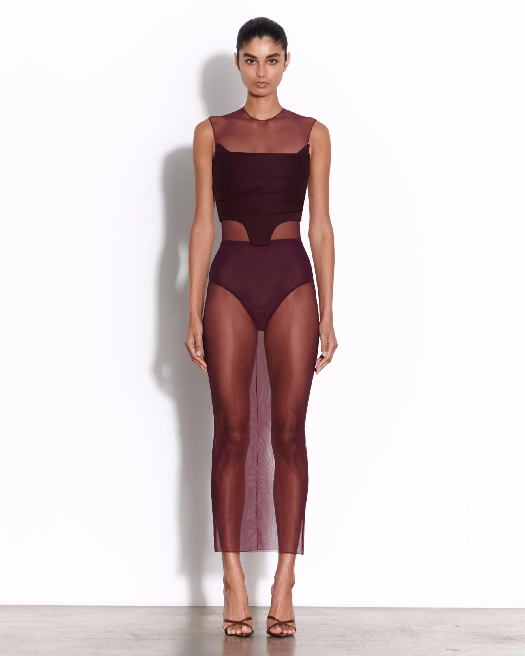 Alex Perry Strapless Corset Top in Wool Suiting
