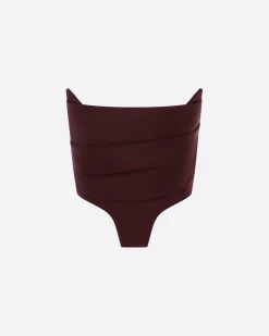Alex Perry Strapless Corset Top in Wool Suiting