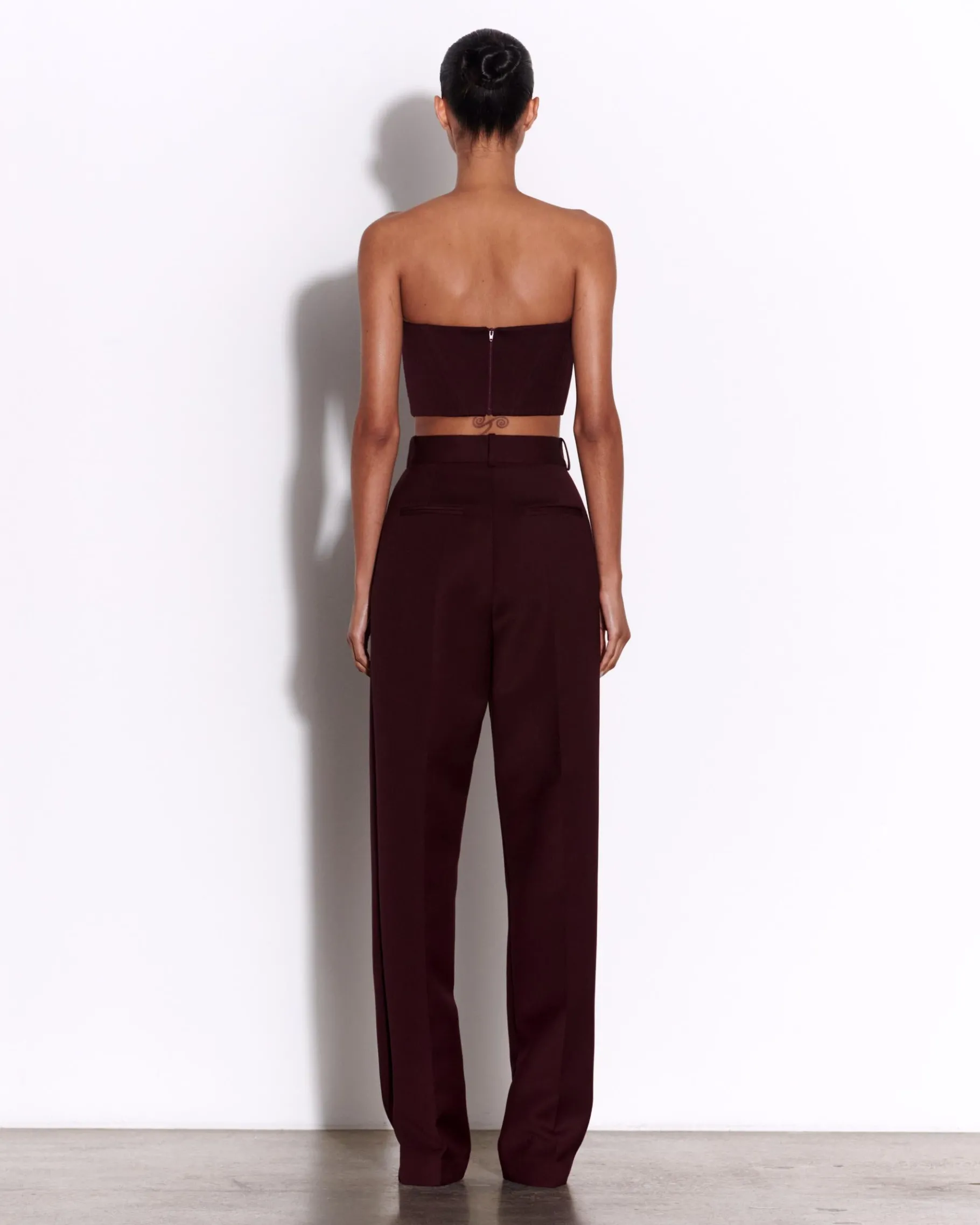 Alex Perry Strapless Corset Top in Wool Suiting