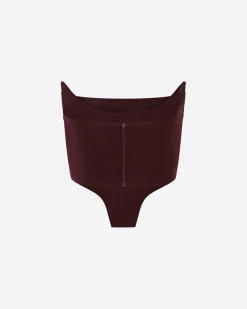 Alex Perry Strapless Corset Top in Wool Suiting