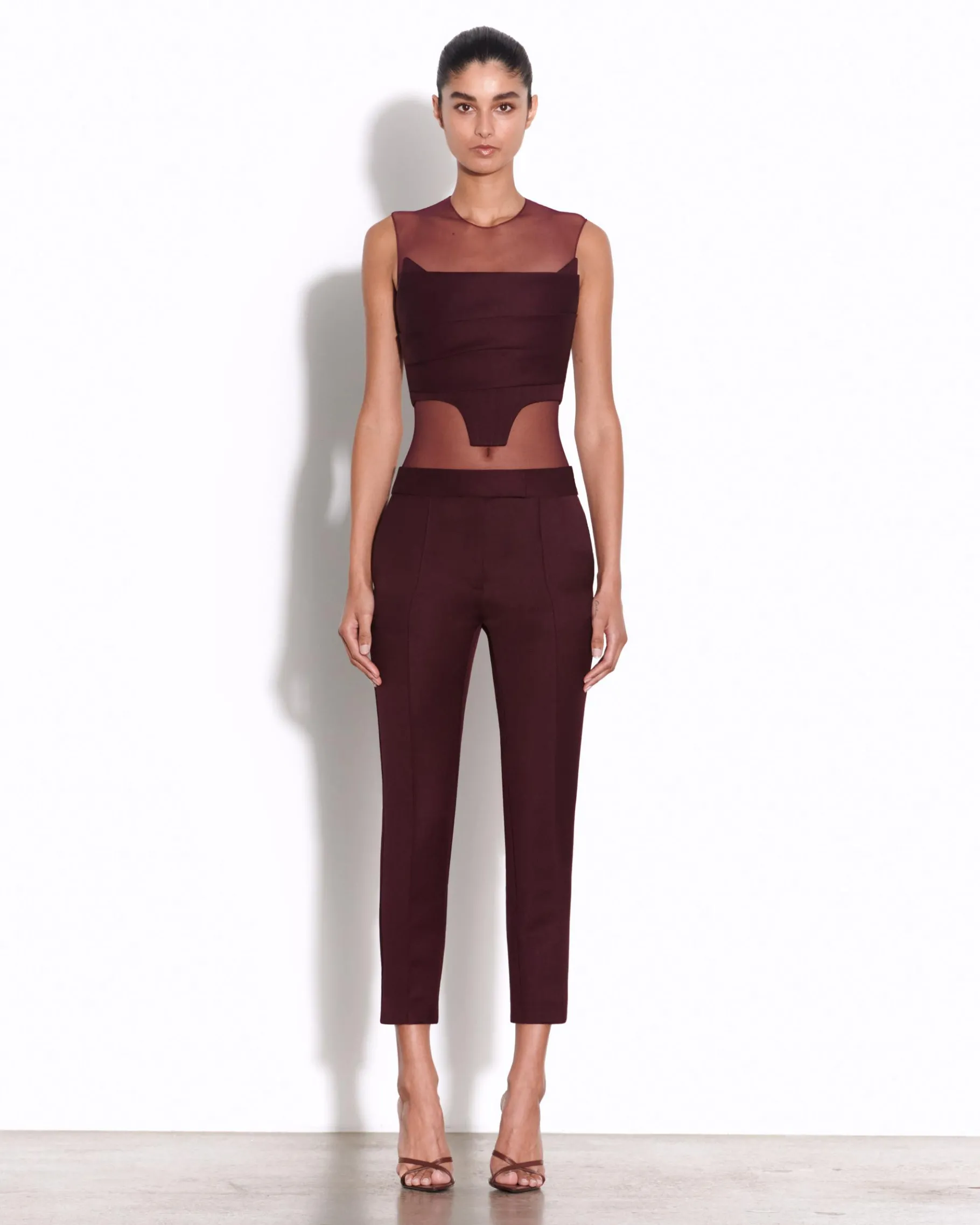 Alex Perry Strapless Corset Top in Wool Suiting