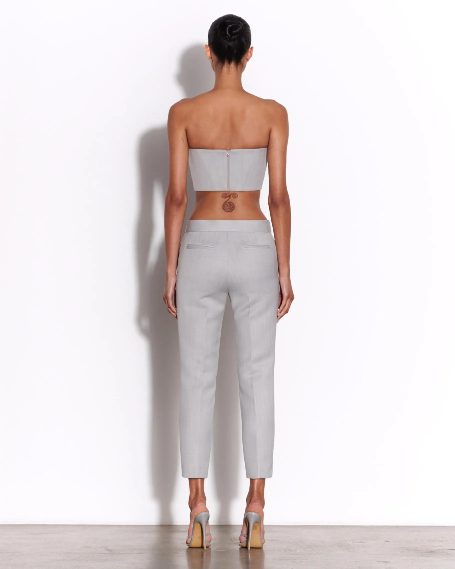 Alex Perry Strapless Corset Top in Wool Suiting