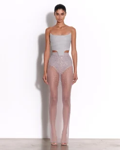 Alex Perry Strapless Corset Top in Wool Suiting