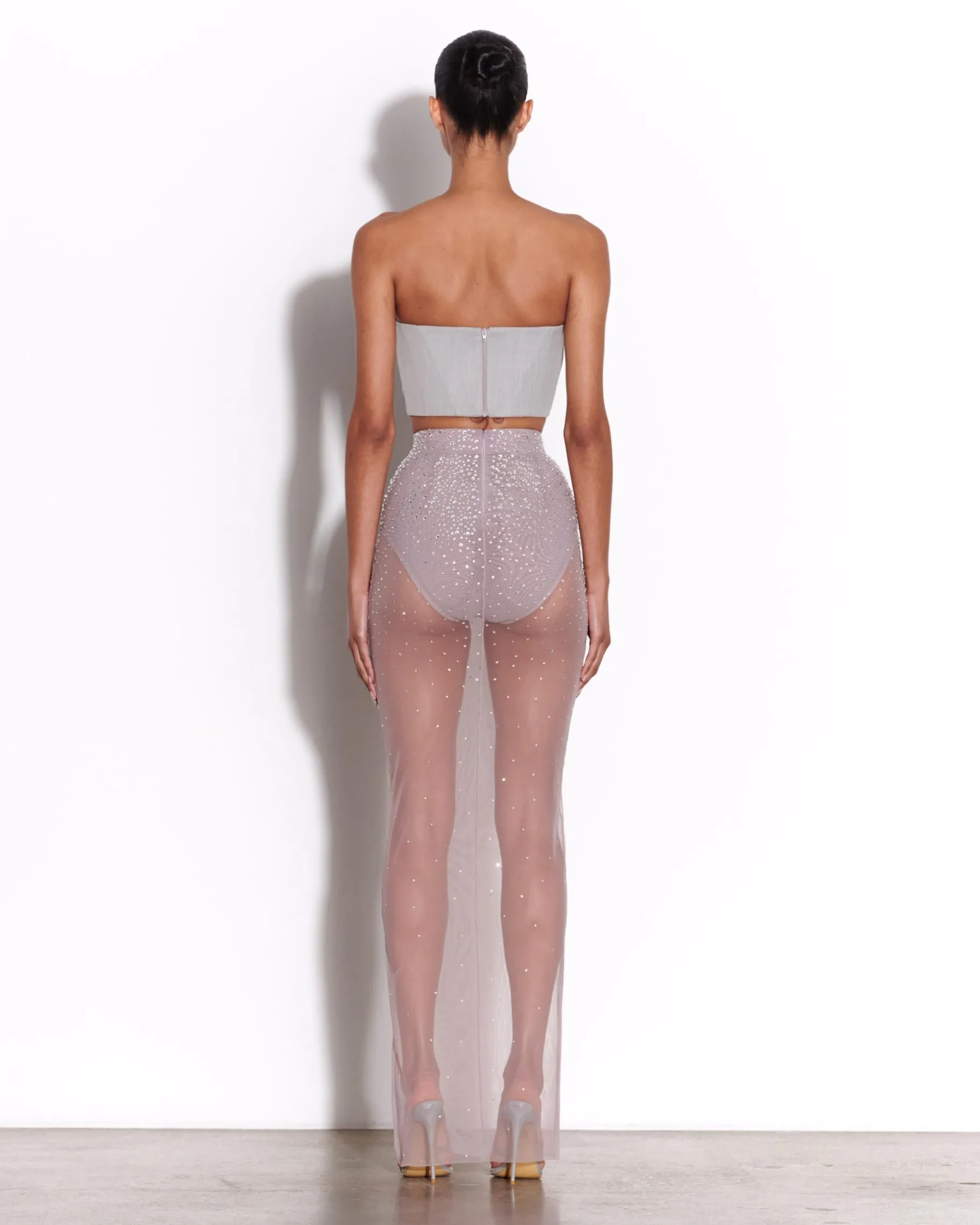 Alex Perry Strapless Corset Top in Wool Suiting