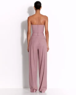 Alex Perry Strapless Crop Top in Lurex Pinstripe