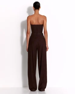 Alex Perry Strapless Crop Top in Lurex Pinstripe